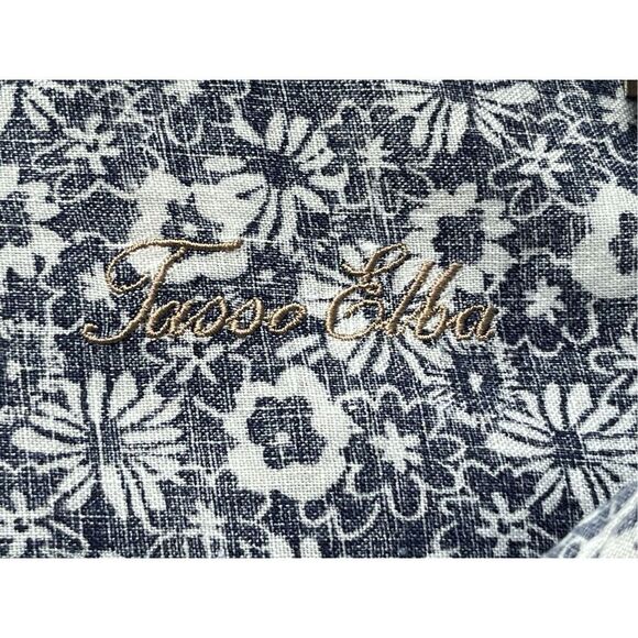 Tasso Elba navy and white floral linen button down shirt - XL - Picture 3 of 8